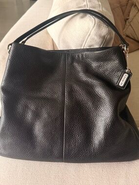 Coach Black Pebbled Leather Shoulder Hobo with Tag